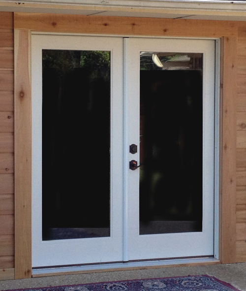Smooth fiberglass french doors without grids