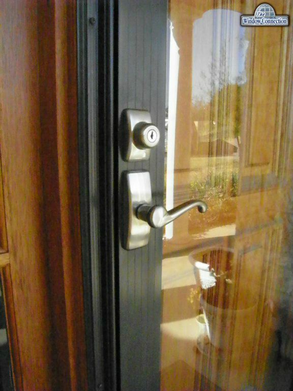 Storm Door Handle From The Window Connection - Nickle Lever Style with Deadbolt Lock
