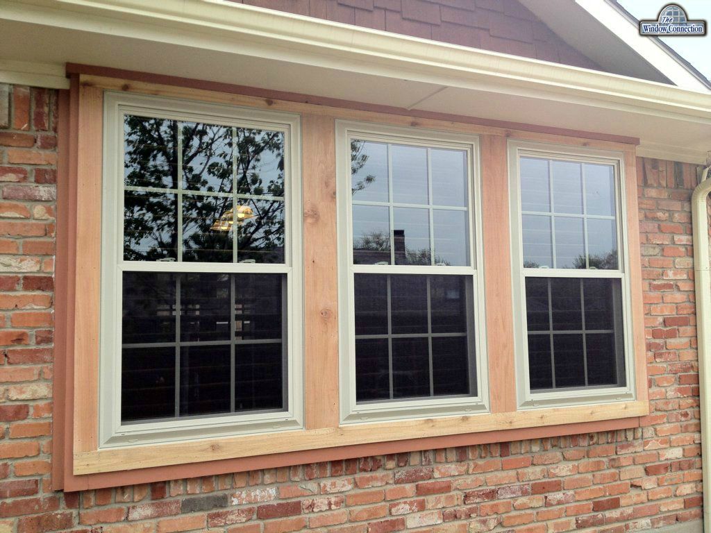 Alside Ultra Max VInyl Double Hung Replacement Windows with New Cedar Trim Exterior
