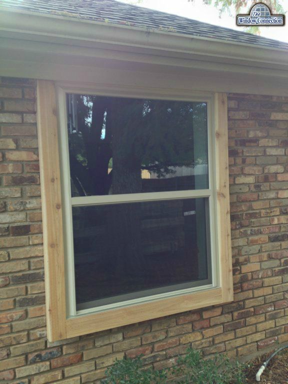 Beige NT Window Energy Master Vinyl Replacement Windows with New Cedar Wraped Exterior