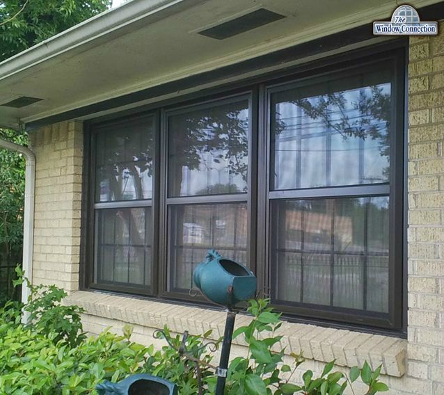 Bronze Alside Frameworks Ultra Max Vinyl Replacement Windows with Grids in Dallas