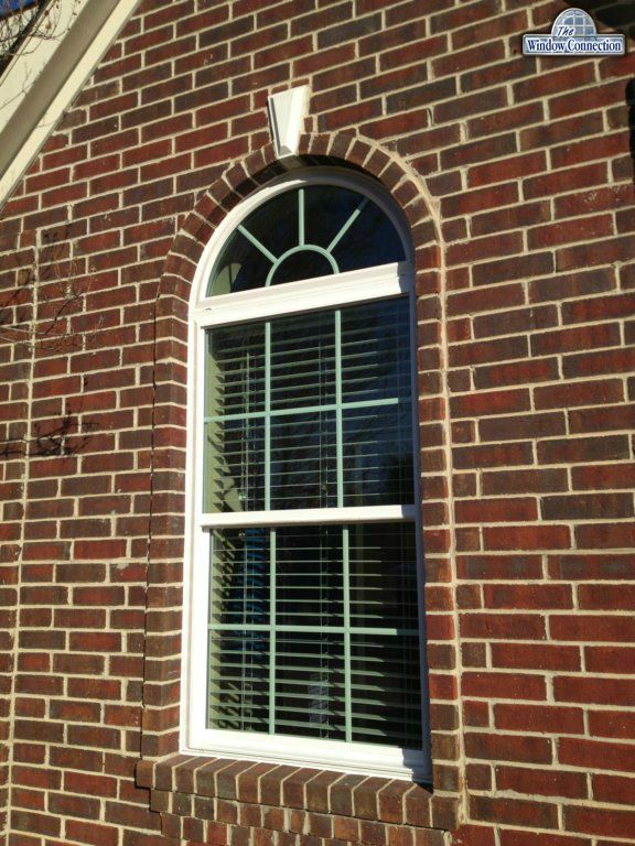 NT Window Single Hung Replacement Window with Half Circle and Sunburst Grids with Colonial Grids