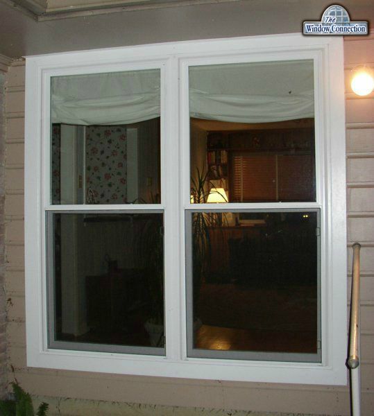 Twin Double Hung VInyl Replacement Windows With Trim Pack Exteriors